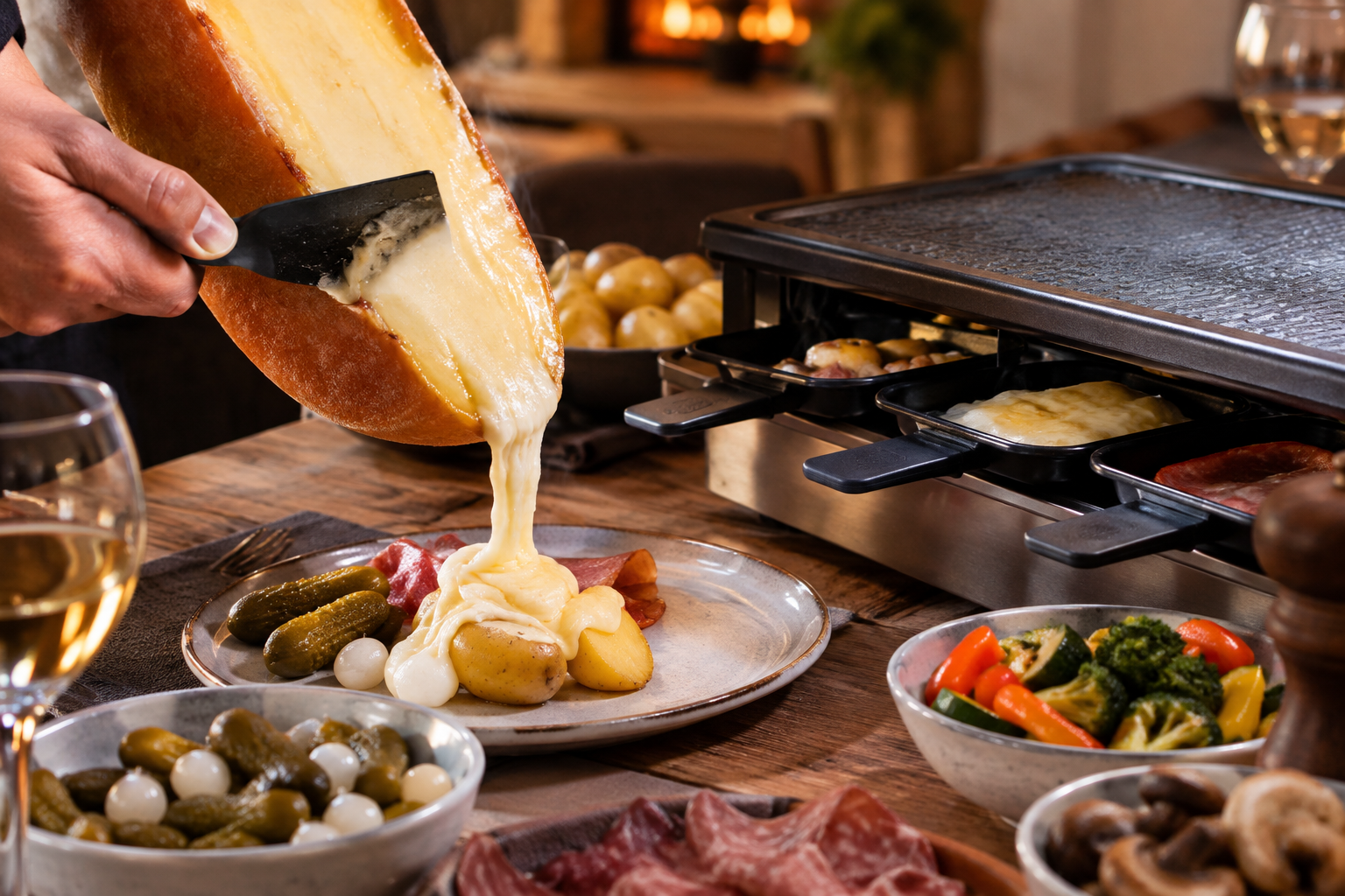 Raclette als hoofdgerecht: kaas, aardappels en wat erbij hoort